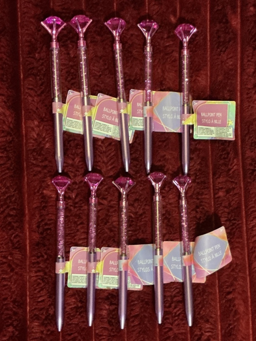 Sparkling Pink Gem Ballpoint Pens - Party Favor Pack